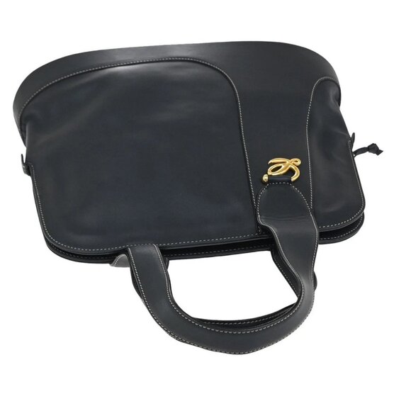 LOEWE Logo Anagram Shoulder Hand Tote Bag Leather Navy Blue GHW Spain - Picture 6 of 16